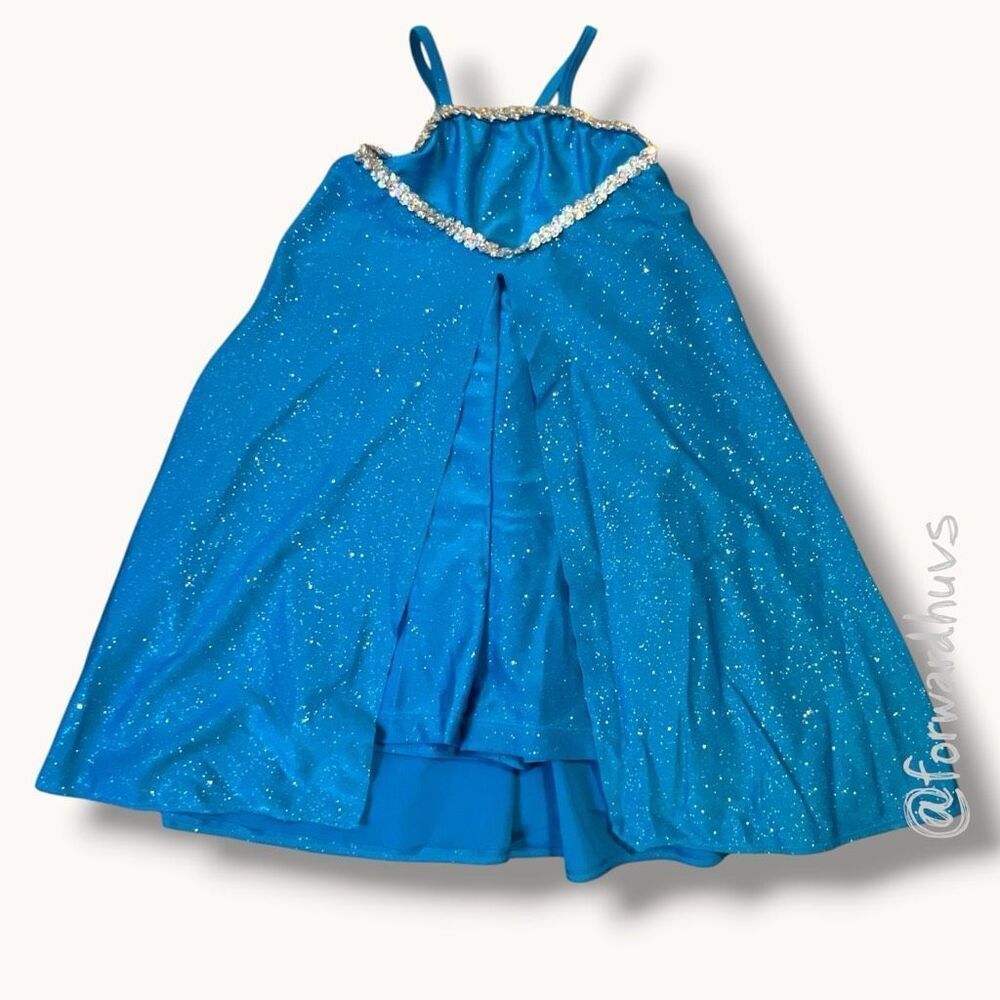 Revolution Dancewear Blue Sparkle Costume Dress – Size Large Child